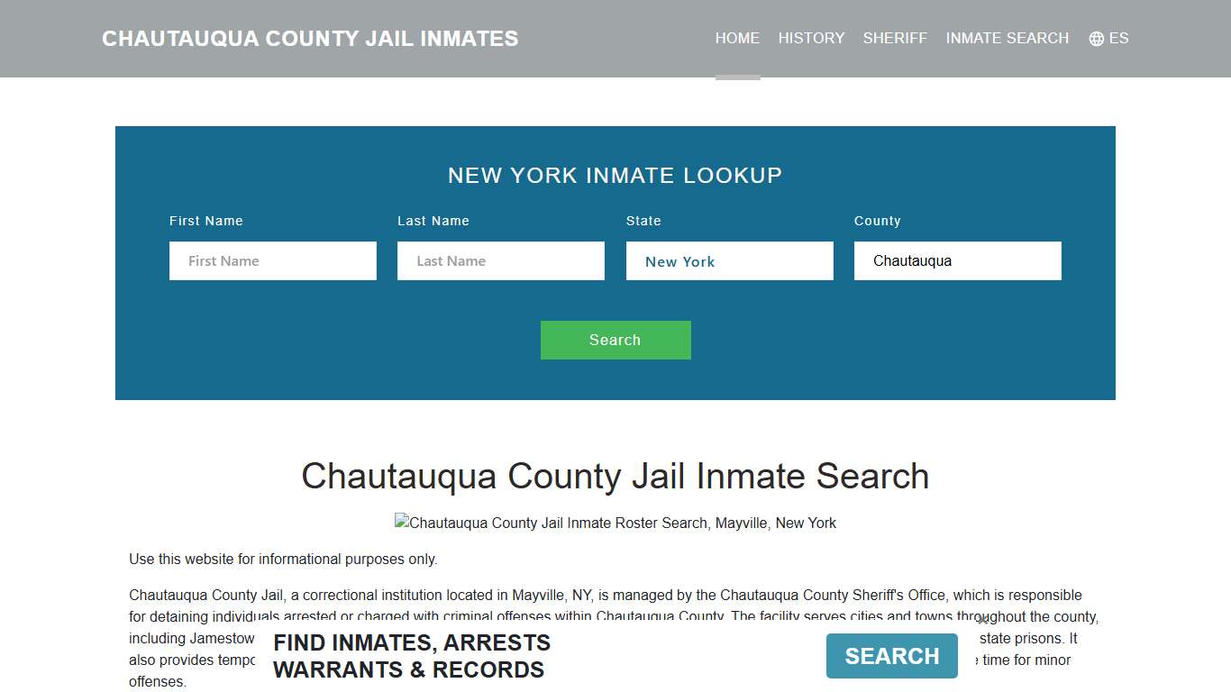 Chautauqua County Jail Inmate Roster Lookup, Mayville, NY